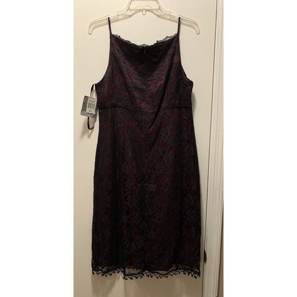 Women’s red and black Mid-length Spaghetti Straps Dress By Rampage size 12 NWT - Picture 2 of 8